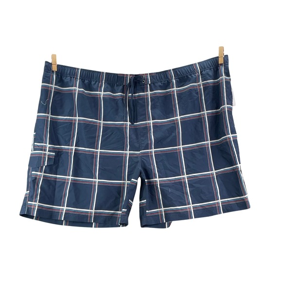 True Nation Other - True Nation Board Short Women 6XL Navy Plaid Swim Trunks Cargo Pocket Big & Tall